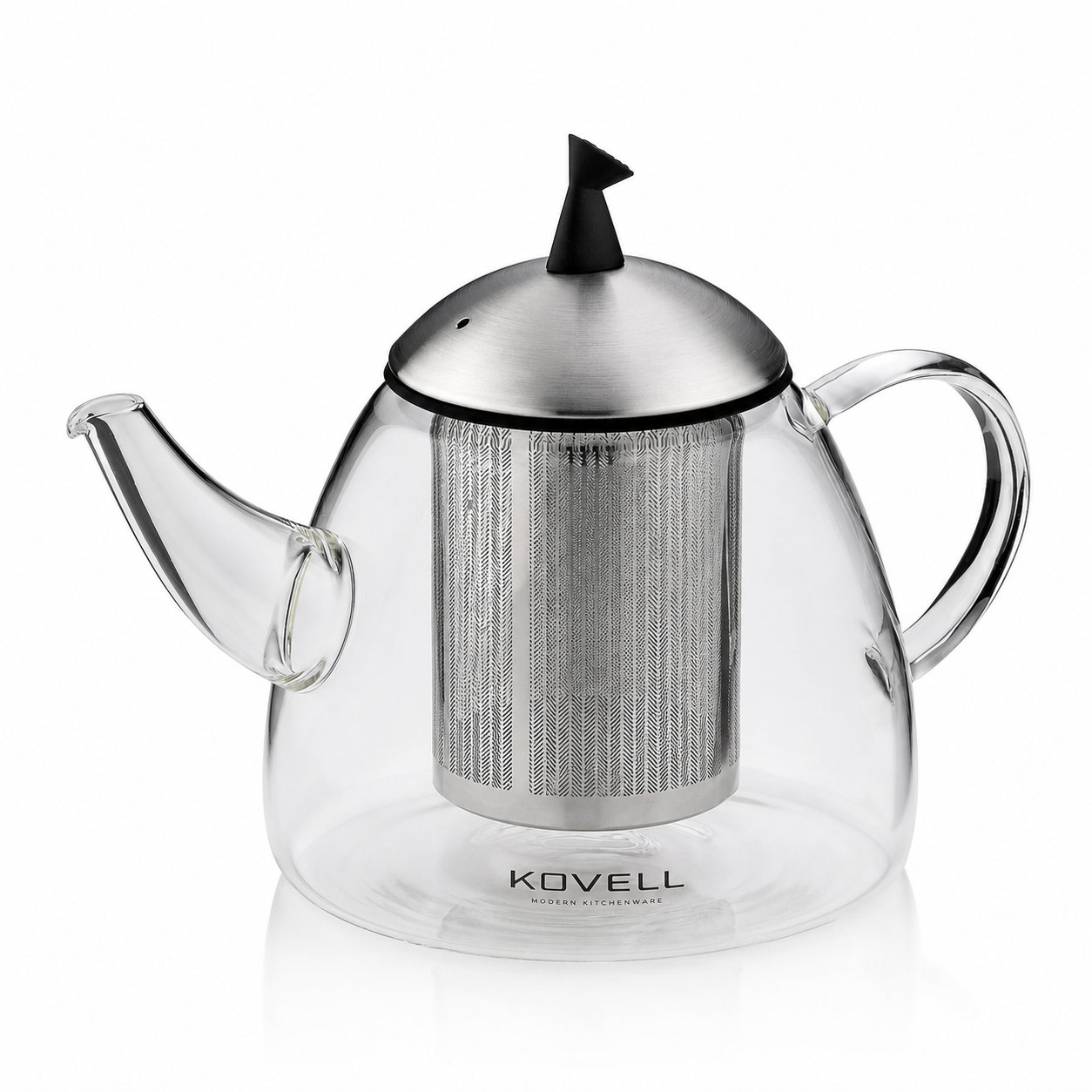 KOVELL Teekanne aus Glas mit Edelstahl-Sieb